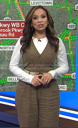 Adelle’s brown check sleeveless jumpsuit on Today