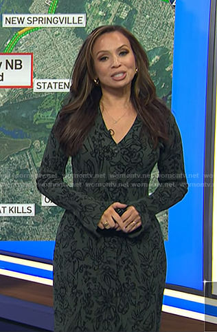 Adelle’s green floral v-neck knit dress on Today