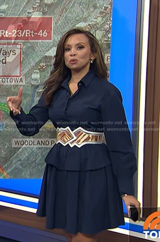 Adelle’s navy peplum shirtdress on Today