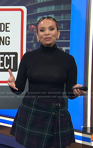 Adelle’s navy plaid wrap mini skirt on Today