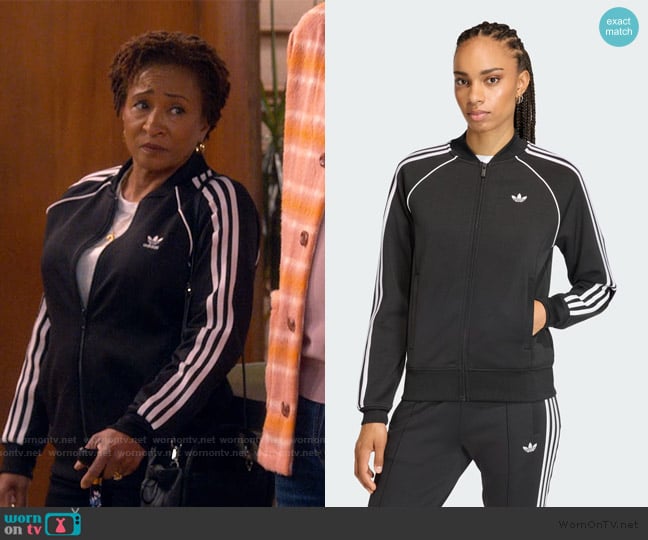 Adidas SST Classic Track Top worn by Lucretia Turner (Wanda Sykes) on The Upshaws
