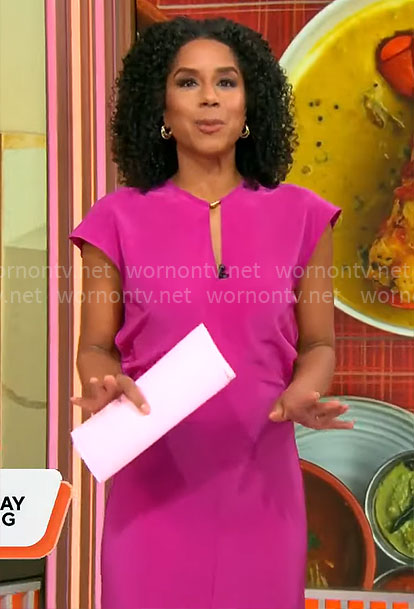 Adriana Diaz’s pink keyhole maxi dress on CBS Mornings