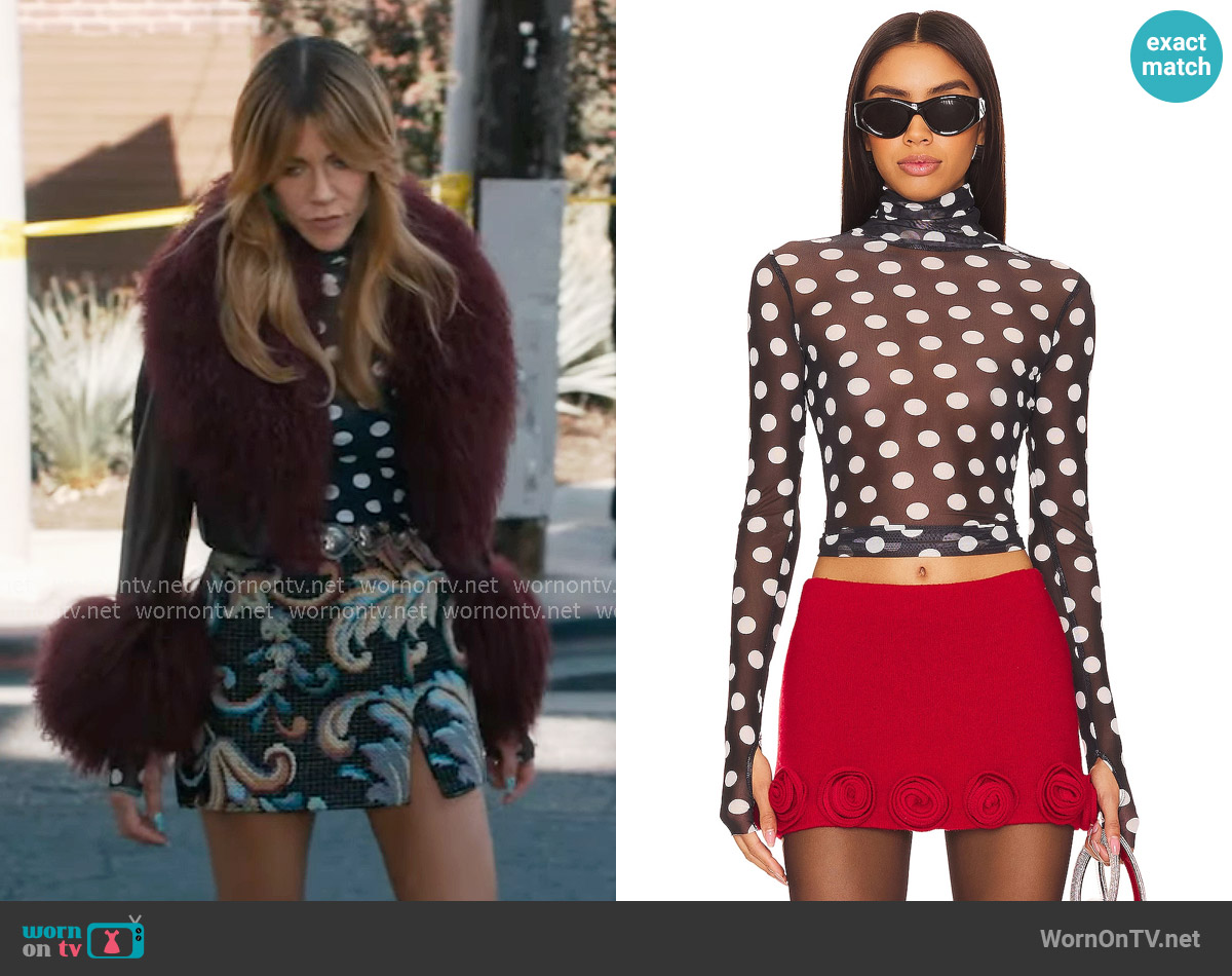 AFRM Zadie Top in Diagonal Dot worn by Morgan Gillory (Kaitlin Olson) on High Potential