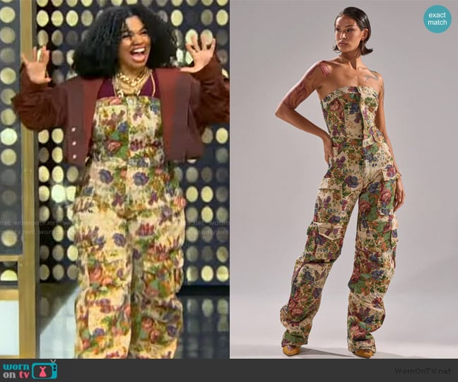 Akira In Her Element Floral Woven Jumpsuit worn by We? Ani on Tamron Hall Show