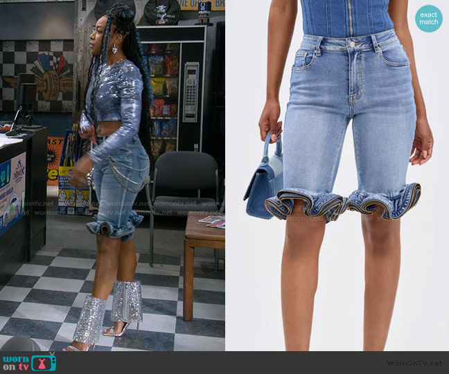 Akira London Bermuda Short worn by Tasha (Gabrielle Dennis) on The Upshaws