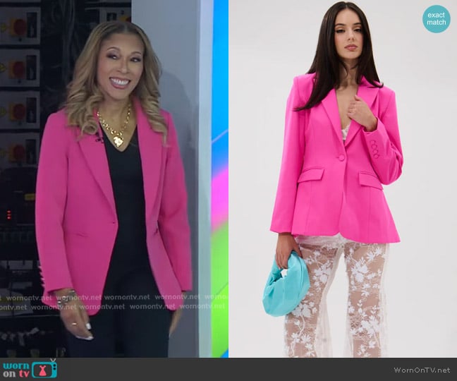 Akira Pretty in Pink Fitted Blazer worn by Kassandra Fleming Hayes on Today