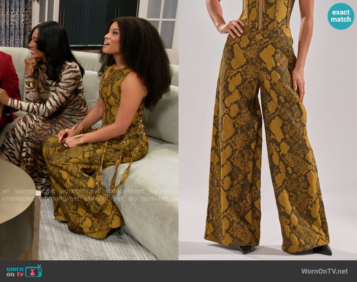 Akira Sexy Little Thang Snake Trouser worn by Eva Thomas (Ambyr Michelle) on Beyond the Gates