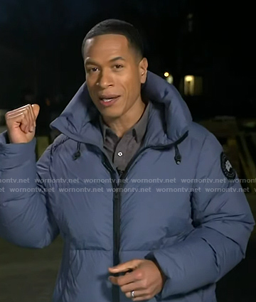 Alex Perez’s blue down jacket on Good Morning America