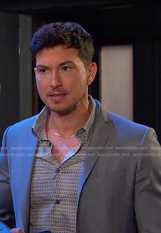 Alex’s grey geometric print shirt on Days of our Lives