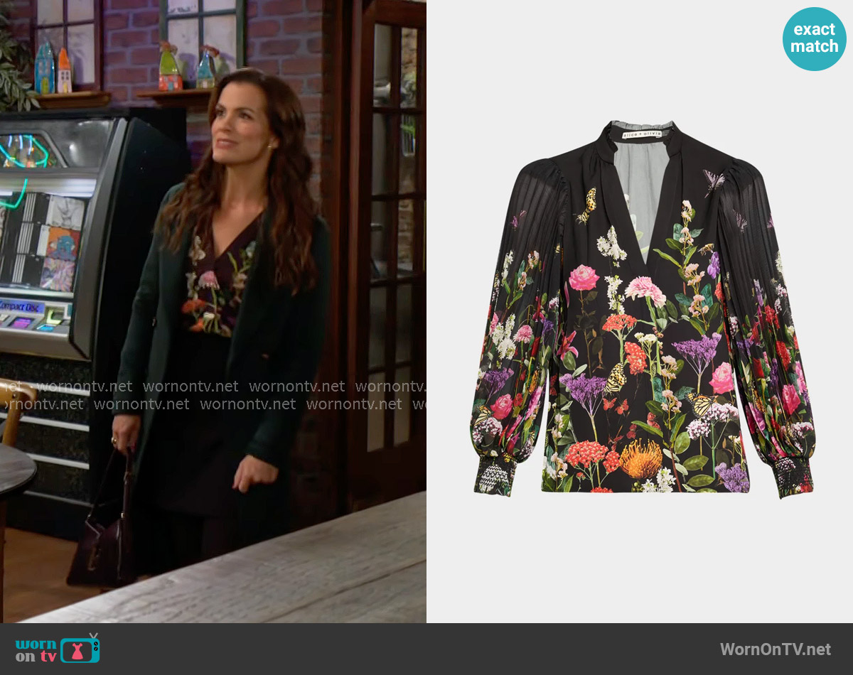 Alice + Olivia ?Ilan Floral Blouse worn by Chelsea Lawson (Melissa Claire Egan) on The Young and the Restless
