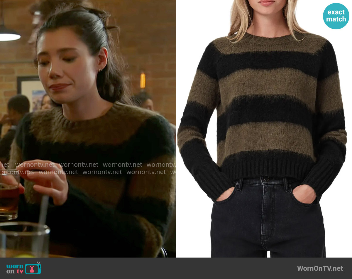 All Saints Lou Brushed Stripe Sweater worn by Violet Mikami (Hanako Greensmith) on Chicago Fire