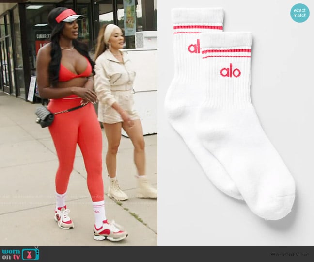 Alo Unisex Half-Crew Throwback Sock worn by Wendy Osefo on The Real Housewives of Potomac