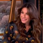 Alyssa’s black printed button down shirt on The View