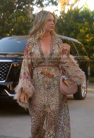 Amanda’s leopard feather trim dress on The Real Housewives of Beverly Hills