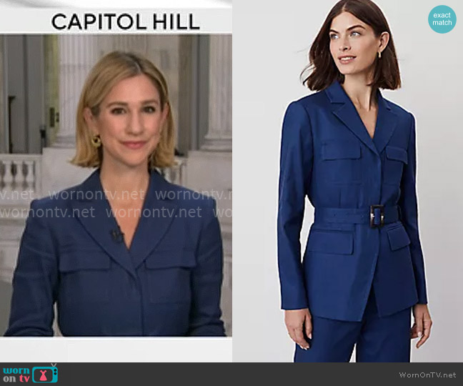 Ann Taylor Linen Blend Safari Jacket worn by Caitlin Huey-Burns on CBS Mornings
