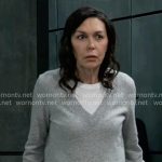 Anna’s grey v-neck sweater on General Hospital