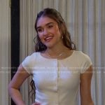 Ari’s white ribbed scalloped trim top on Days of our Lives