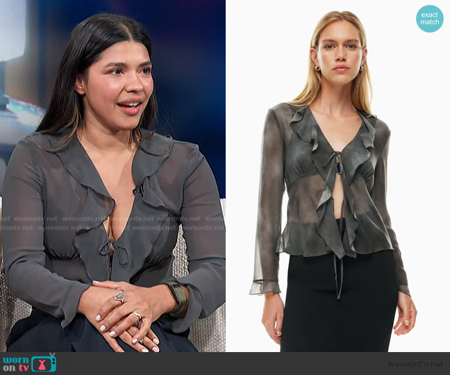 Aritzia Frenchy Blouse worn by Lisseth Chavez on Access Hollywood