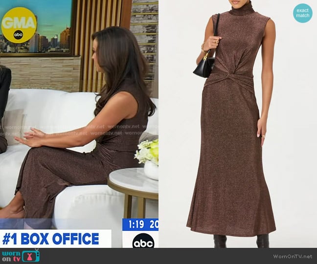ASTR the Label Riana Sleeveless Dress in Brown Metallic
