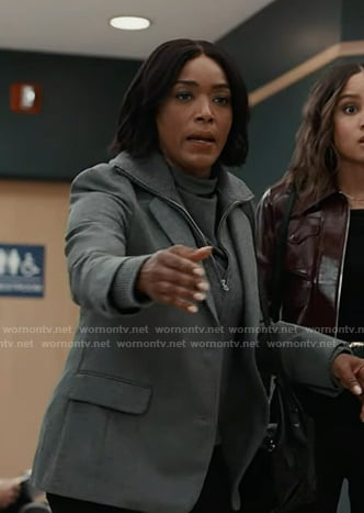 Athena’s grey layered blazer on 9-1-1