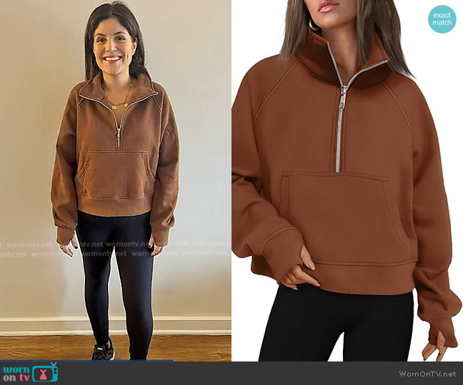 Automet Half Zip Cropped Pullover worn by Adrianna Barrionuevo Brach on Today
