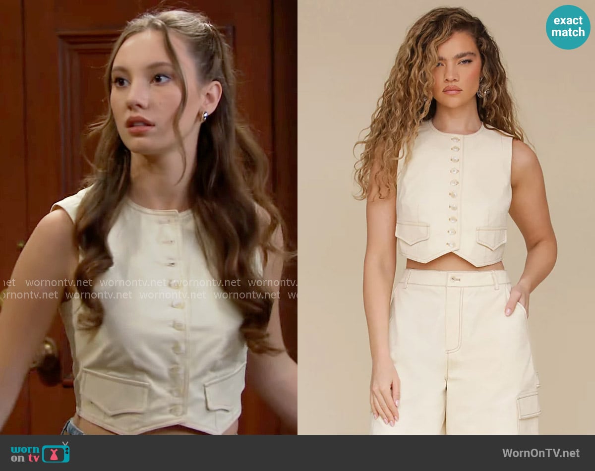 Avec Les Filles Crewneck Cropped Vest worn by Melissa Dylan (Sydney Bullock) on The Bold and the Beautiful