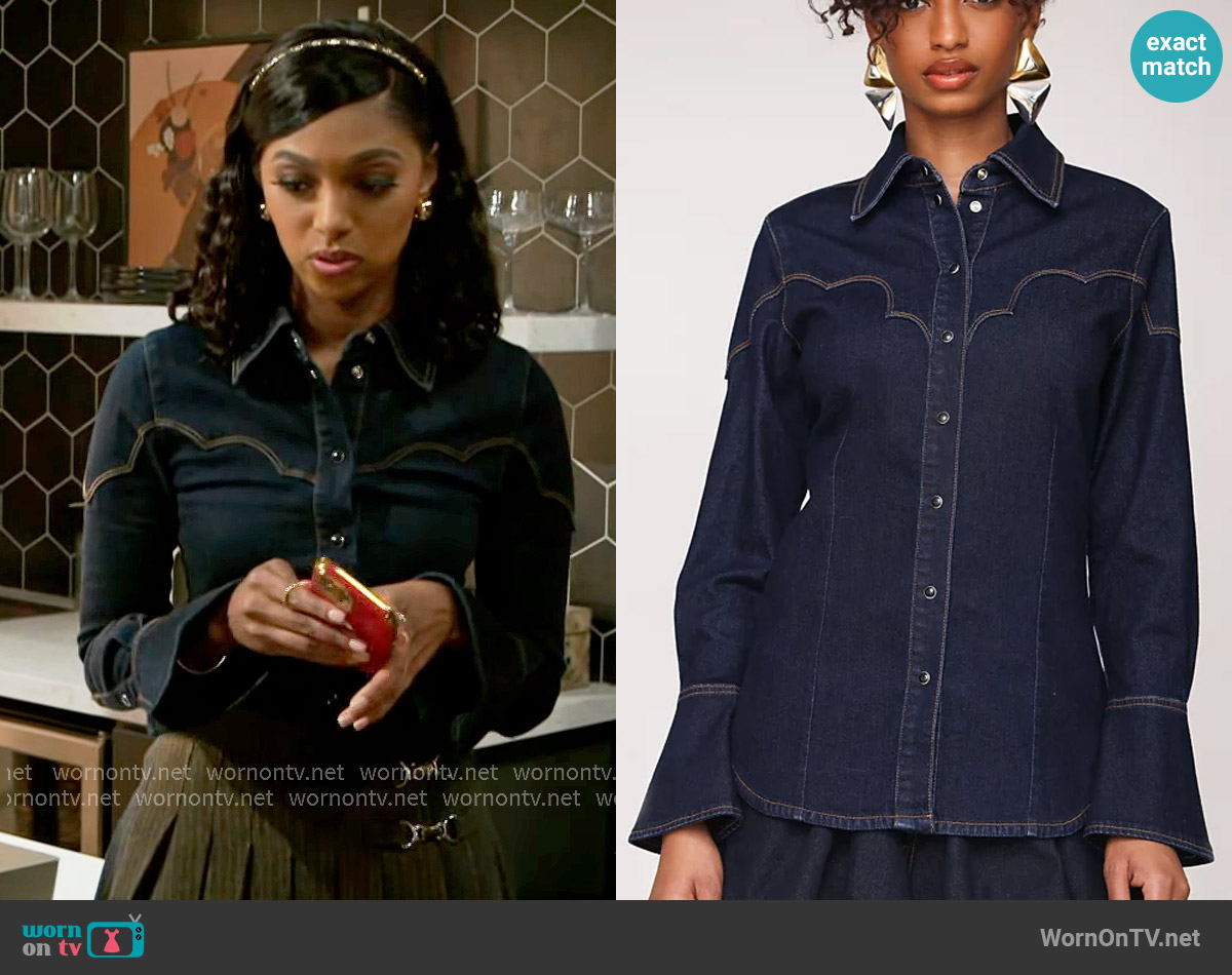 Avec Les Filles Western Long Sleeves Shirt worn by Kat Richardson (Colby Muhammad) on Beyond the Gates