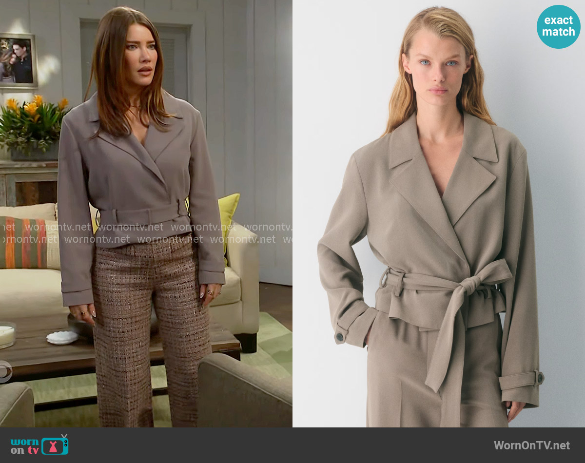 Babaton Postage Trench Coat worn by Steffy Forrester (Jacqueline MacInnes Wood) on The Bold and the Beautiful