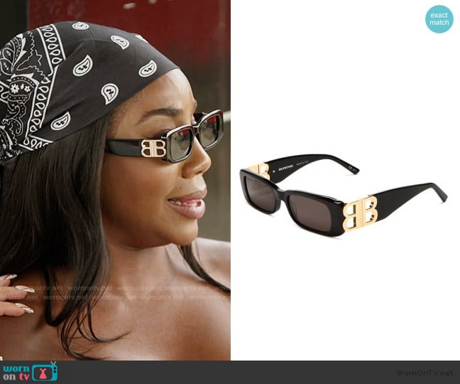 Balenciaga Dynasty Rectangular Sunglasses worn by Jassi Harris on The Real Housewives of Potomac