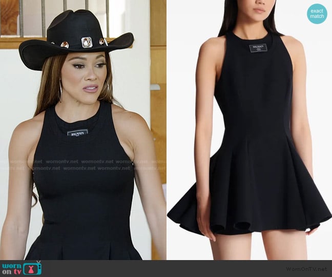 Balmain Logo-patch mini dress worn by Ashley Darby on The Real Housewives of Potomac