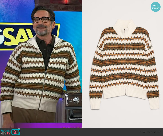 Banana Republic Fairisle Merino-Blend Sweater Jacket worn by Lawrence Zarian on The Kelly Clarkson Show