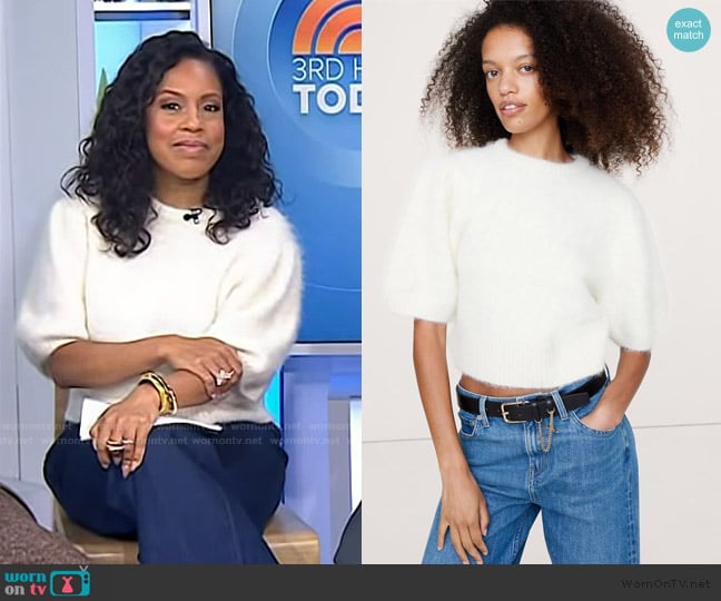 Banana Republic Fuzzy Alpaca-Blend Puff-Sleeve Sweater worn by Sheinelle Jones on Today
