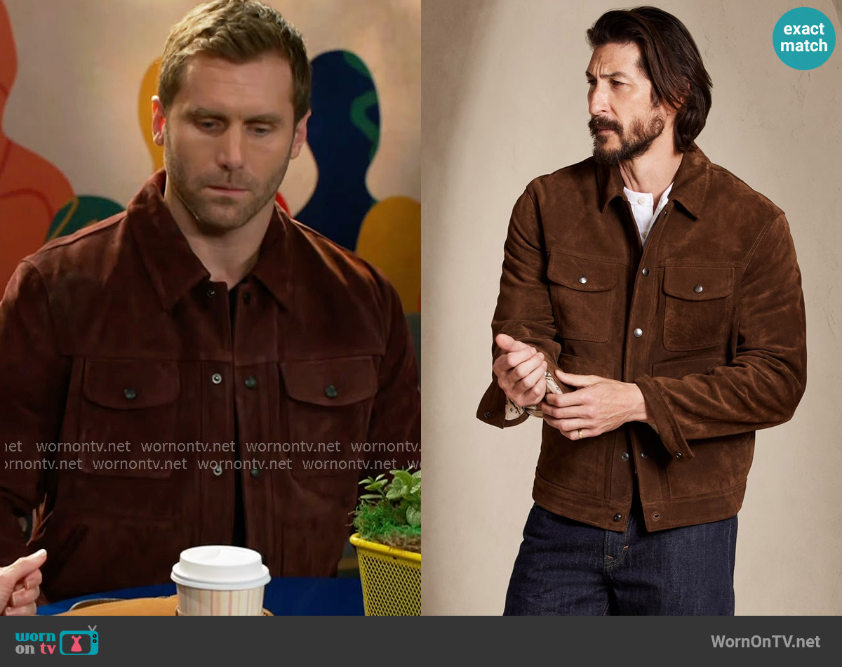 Banana Republic Suede Trucker Jacket worn by Derek Baldwin (Ben Gavin) on Beyond the Gates