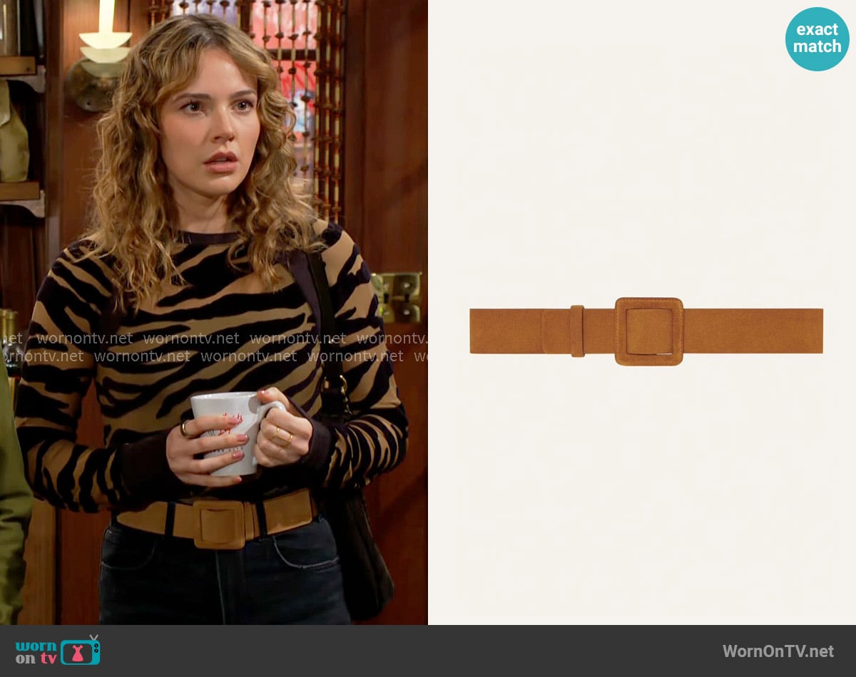 ba&sh Betty Belt worn by Tessa Porter (Cait Fairbanks) on The Young and the Restless