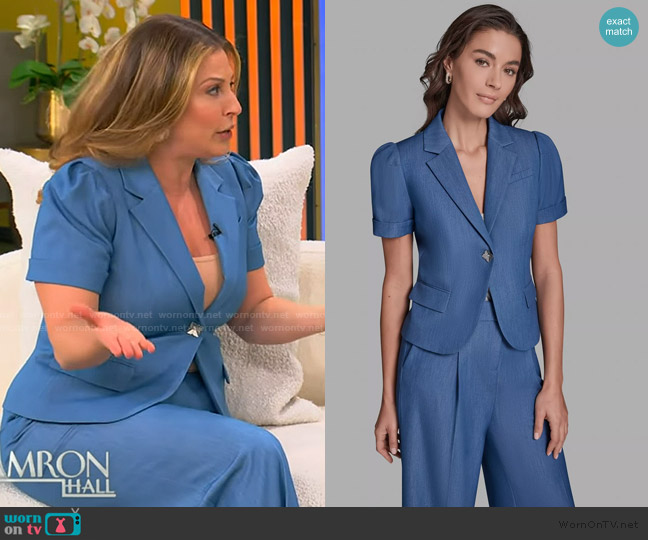 BCBG Notch Lapel Short-Sleeve Cropped Jacket worn by Valerie Greenberg on Tamron Hall Show