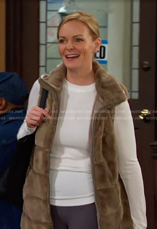 Belle’s brown fur zip vest on Days of our Lives