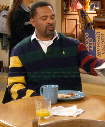 Bennie’s striped rugby jersey on The Upshaws