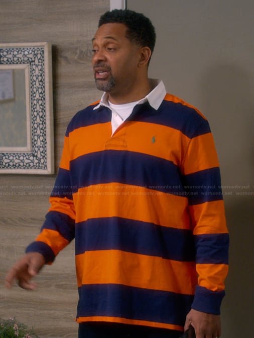 Bennie’s striped rugby shirt on The Upshaws