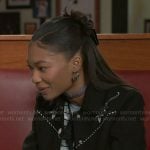 Jessica’s black embroidered jacket on Beyond the Gates