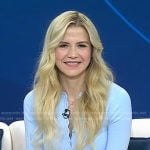Elizabeth Smart’s light blue scalloped cardigan on Today