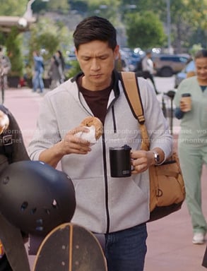 Blue’s white zip-up hoodie on Greys Anatomy