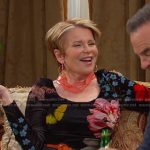 Bonnie’s black floral scoop neck top on Days of our Lives