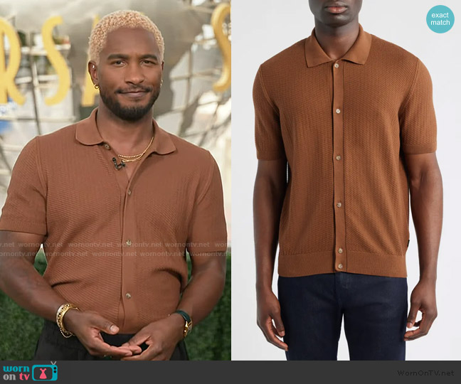 Boss Iseppo Short Sleeve Cardigan worn by Scott Evans on Access Hollywood