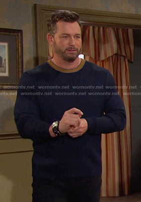 Brady’s navy ribbed sweater on Days of our Lives