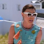 Bronwyn’s blue print shift dress on The Real Housewives of Salt Lake City