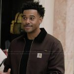 Tariq’s brown zip front jacket on Abbott Elementary