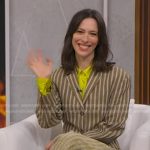 Rebecca Hall’s brown striped blazer and pants on Good Morning America