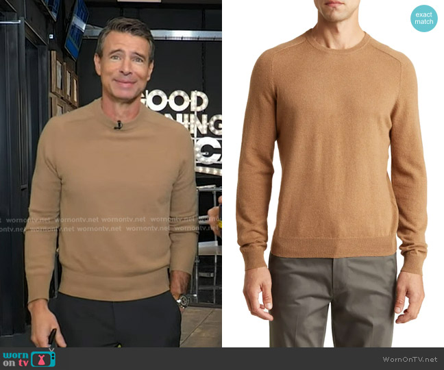 Bruno Magli Crewneck Camel Hair Sweater in Camel worn by Scott Foley on Good Morning America