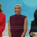 Shayna’s burgundy gathered dress on Today