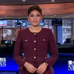 Jericka’s red tweed jacket and mini skirt on CBS Evening News
